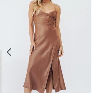 French Times Bias Cut Midi Dress // Chocolate NWT
